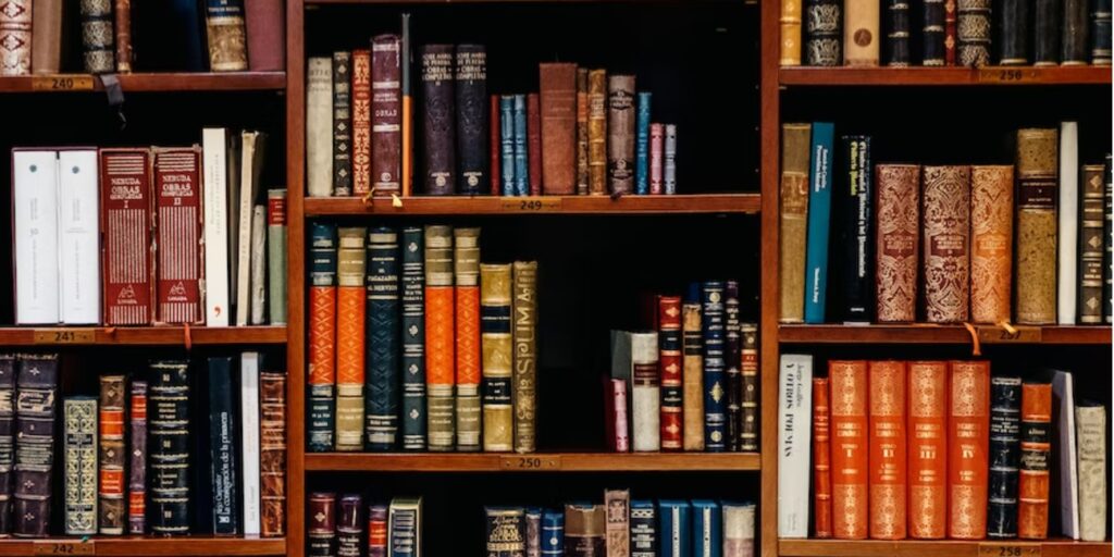 Image of old books on a shelf