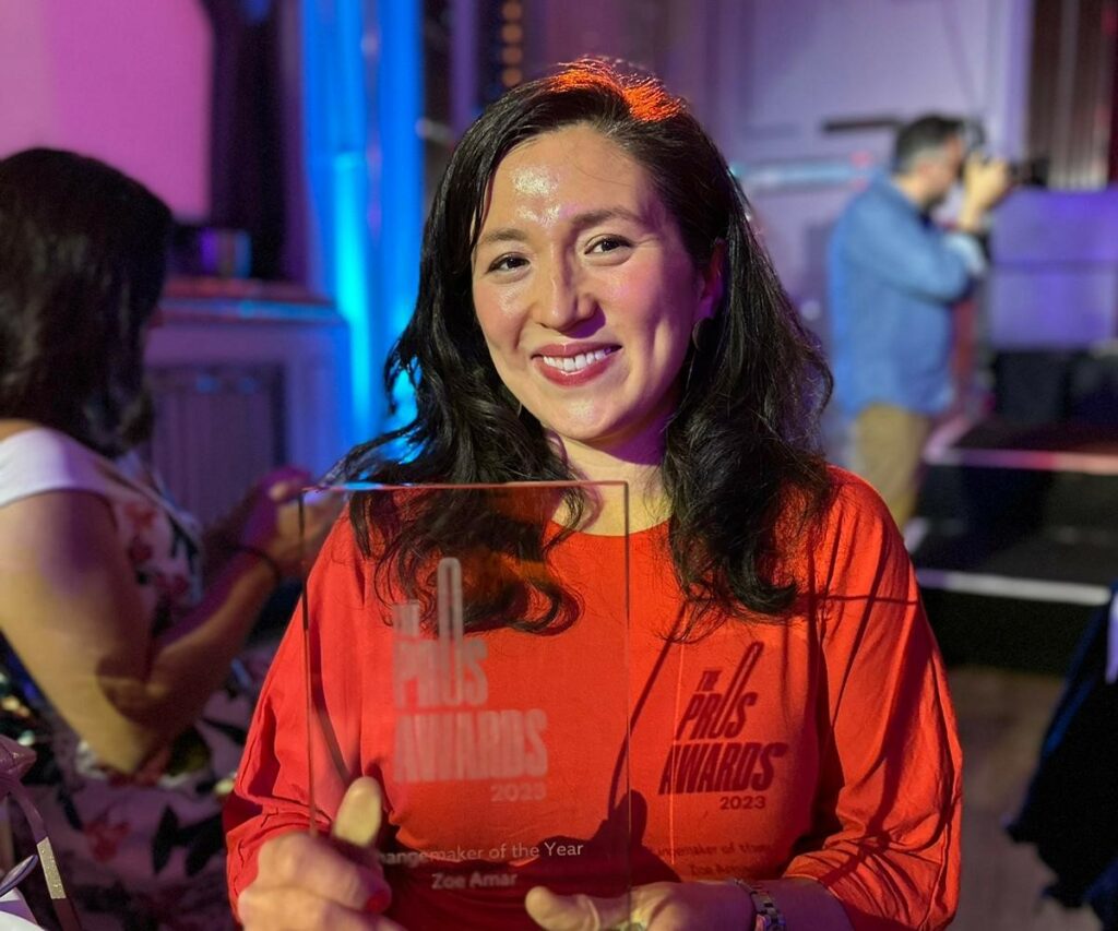 Zoe Amar wins Changemaker of the Year at The Pros Awards 2023